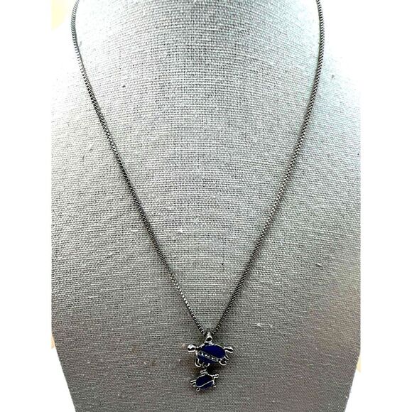 NEW Blue Enamel Crystal Inlay Turtle Design Pendant Necklace - Picture 7 of 10